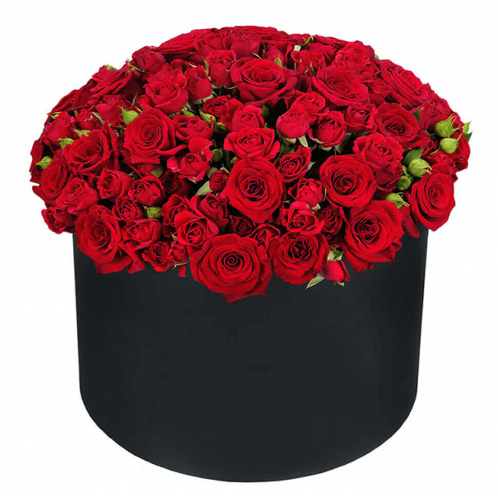 Коробка с красными розами "Страсть"